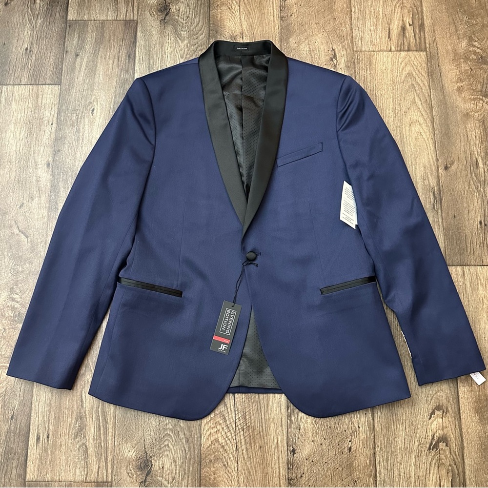 JF J. Ferrar Slim Fit Blue Sport Coat Suit Blazer Mens Size 44 R Navy Blue